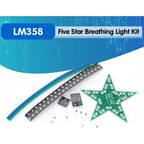 Students training DIY Kit Five-Pointed Star Breathing Light Gradient LED Light for Christmas Soldering Training Red Green Blue