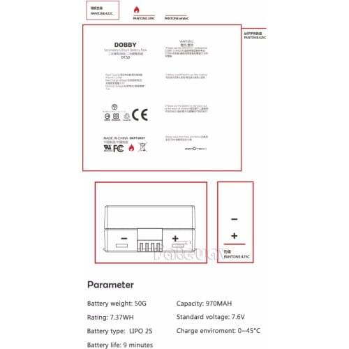 Original ZeroTech Dobby 970mAh LiPo 2S Replace Battery For ZeroTech Dobby Pocket Selfie Drone New Version D151