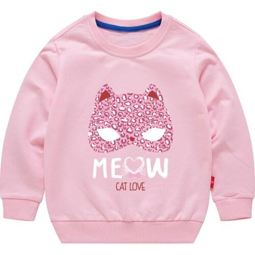 Autumn And Winter Childrens Clothing Printed Cartoon Animal Little Cat 2-8Years Old Baby Boys&Girls Sweatshirt Long Sleeved Top