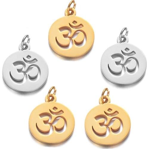 5pcs/lot Stainless Steel Charm Hollow OM Connectors Pendant DIY Jewelry Making Accessories Findings Wholesale