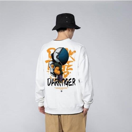 Qisvanset 2021 Fake Two Dresses Mens Sweater Long Sleeve Cotton White Pattern Japan Style Design Lovers Unisex Loose Hoodie