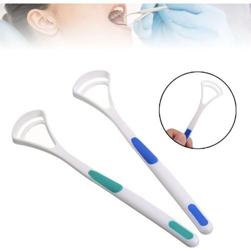 2Pcs Plastic Tongue Scraper Cleaner Oral Cleaning Tongue Brush Fresh Breath Remove Tongue Coating Oral Hygiene