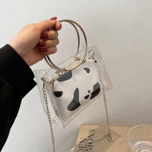 Shoulder Bag Female Women Bag Cute Crossbody Bag Women Designer Handbag Transparent Cows Chain PVC Fashion 2021 New Trend Zipper