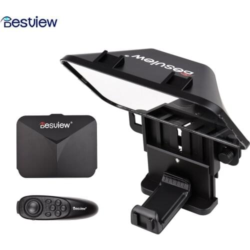 T3 Upgraded Smartphone/Tablet/DSLR Camera Teleprompter Prompter with Remote Control Lens Adapter Ring for Interview Live Stream