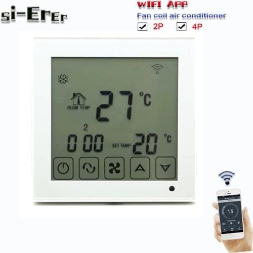 Smart APP air conditioner thermostat, programmable digital WIFI thermostat, for cooling and heating of fan coil unit