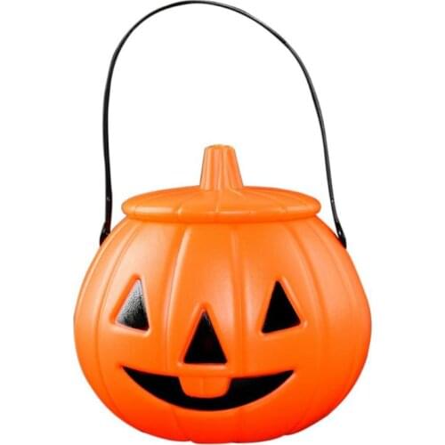 DIY Halloween Portable Pumpkin Bucket Children Candy Pail Holder Barrel with Lid Party Gifts Decorations Hallloween Candy Holder