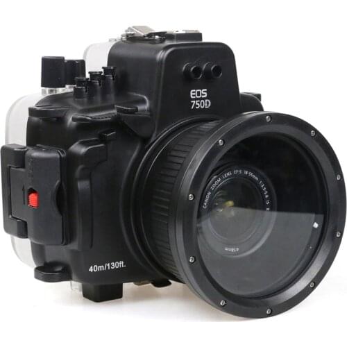 40M 130ft Waterproof Underwater Housing Camera Diving Case Cover for Canon EOS 760D 750D Supports 18-55mm 18-135mm Lens