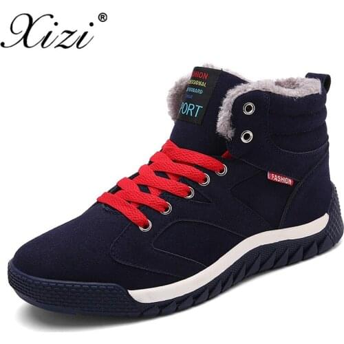 XIZI 2018 Fashion Mens Winter Snow Boots Shoes Male Warm Boots Plush Ankle Boots Snow Work Shoes Casual Working Safety Boots