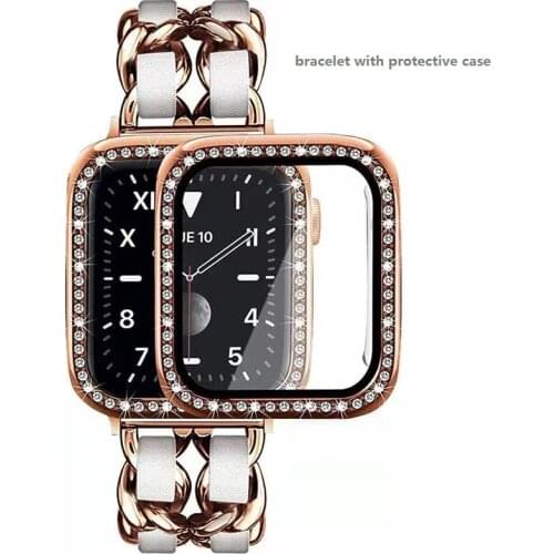 Jewelry Bracelet For Apple Watch 6 SE Band 44mm 40mm iWatch 5 4 Strap Bling Screen Protector Case For Applewatch Series 6 SE 5 4