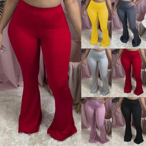 Sweatpants Women Flare Pants Ladies Stacked Joggers Pleated High Waist Trousers Split Bell Bottom Pants Female 7 Color