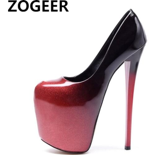 Plus Size 47 Sexy Woman Pumps 19CM Extreme High Heels Platform Designer Shoes Patent Leather Pumps Stiletto Wedding Party Shoes