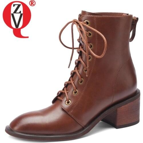 ZVQ Women winter New Style short boots Retro Round Toe Fashion Leisure Mature soft frenulum Concise Comfortable Solid color