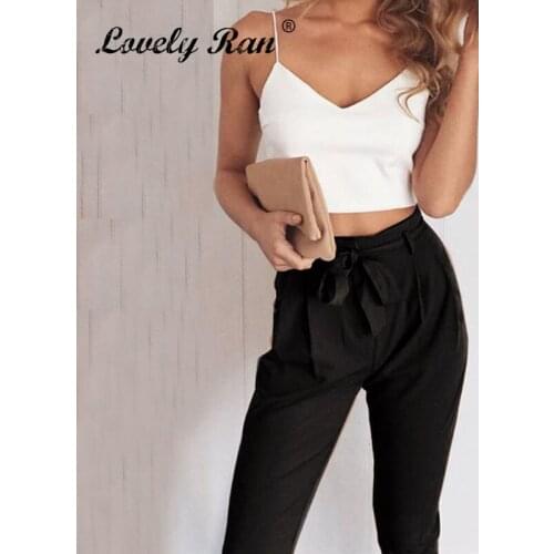 2021 New Summer 2 Piece Women Set Deep V-Neck Zipper Backless Camisole Female Sets Lace Up Long Pant Commute Casual Lady Suit