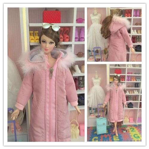 1/6 Doll Winter Cotton Coat Blyth Long Dress Winter Wear Skirt 1/6 BJD Doll Jacket Licca Accessories Clothes For Barbie Doll
