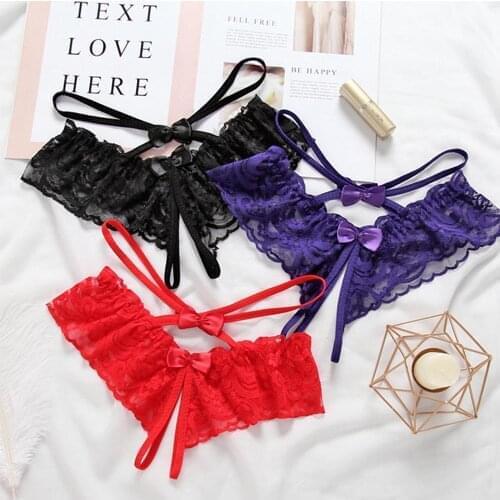 New Women Sexy Opening Crotch Panties Ladies Flower Lace Female Briefs Thongs G-string Lingerie Sexy Underwear