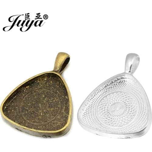 10pcs/lot Triangle Zinc Alloy Cabochon Blank Setting Fit 25mm Triangle Glass Pendant Necklace DIY Jewelry Making Accessories