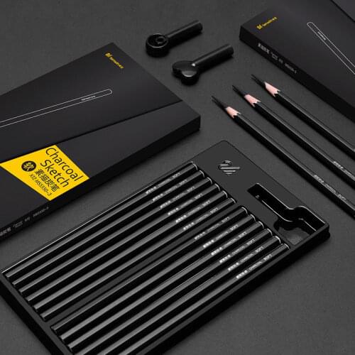 12Pcs/Set Drawing Pencil Set Wooden Professional Art Supplies Hard/Medium/Soft Sketch Charcoal Pencils Art Painting Stationery