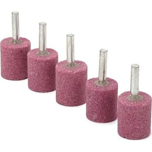 20Pcs 1/4 Inch Shank Cylindrical Red Corundum Grinding Heads Abrasive Mounted Stone Grinding Wheel Head Rotary Tools