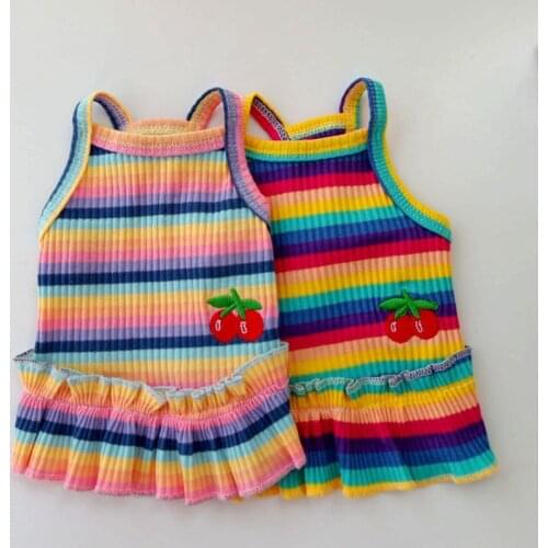 2021 Rainbow Strip Pet Dog Clothes Spring Pet Clothing for Small Medium Dogs Costume Puppy Pet Shirt Clothes for Dogs Ropa Perro