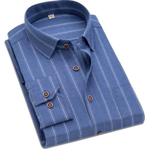 4-color Mens Striped Shirt Long Sleeve Casual Business Shirt Social Shirt Lapel Shirt