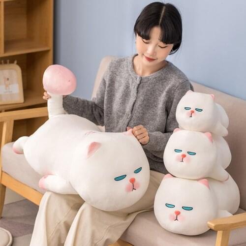 45/60/70/80CM Nice Creative Plush Lovely Lying VIVI Cat Children Soft Stuffed Toys Plushie Animals Sofa Cushion For Kids Gifts