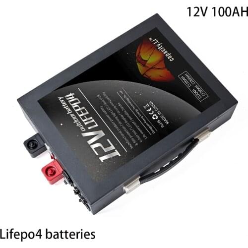 12V lifepo4 battery pack 100AHRV outdoor marine waterproof and rechargeable solar spare lithium battery power tools