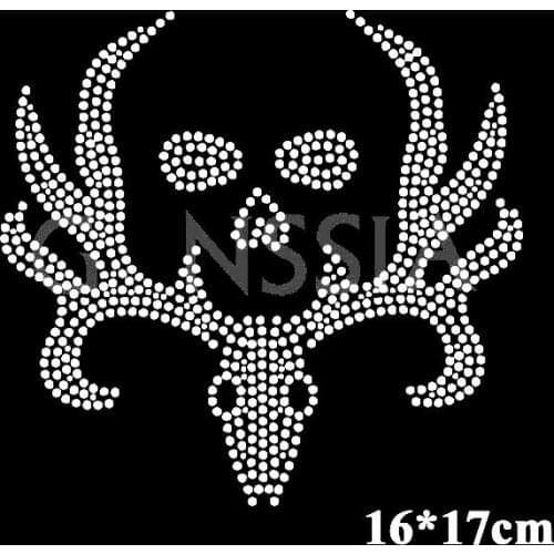 Free Shipping hotfix motif rhinestone for garment Heat transfer rhinestone skull image
