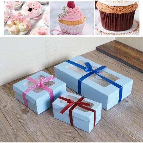 Large Brown Muffin packaging 6 cupcake boxes 8,Kraft paper gift cake box with pvc window, 4 cupcake packing craft box