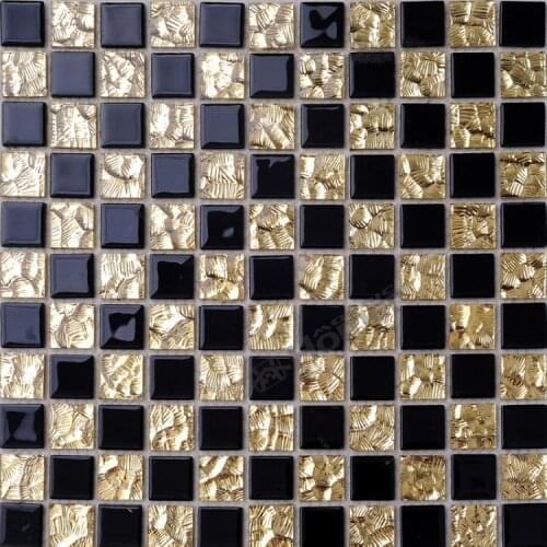 Express shipping free!! golden and black glass mosaic tiles,kitchen backsplash tiles golden crystal mosaic