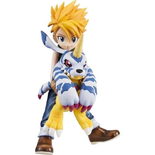 Megahouse Digimon Adventure Yamato Ishida & Gabumon GEM Figure Action PVC Anime Figura Model Collection Kids Toys
