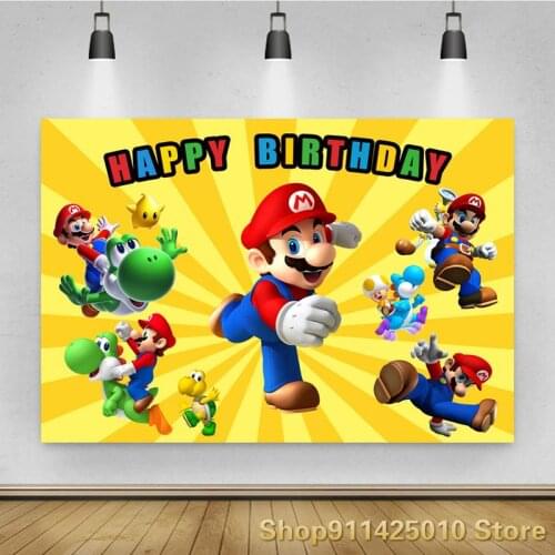 Cartoon Super Green Turtle Red Mary Background Boy Birthday Party Decoration Photography Studio Photo Childrens Room Backdrop