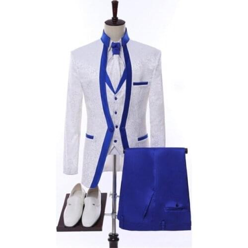 White Mans Suits Groom Wear Tuxedos Best Man Suits Business Suit Dinnner Suits Peaky Blinders Three Pieces(Jacket+Pants+Vest)