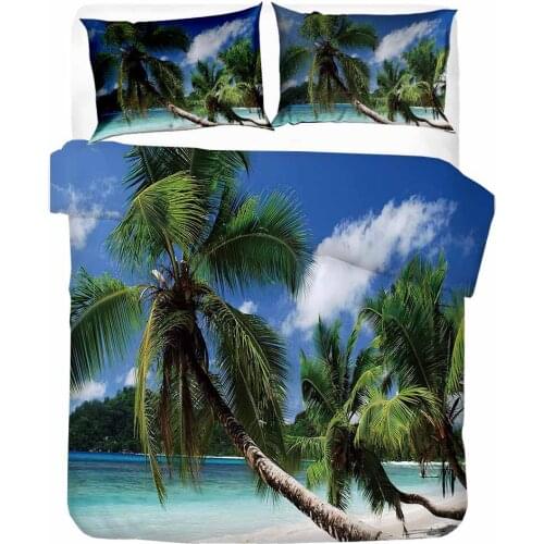 HELENGILI 3D Bedding Set Beach Coconut tree Print Duvet cover set bedclothes with pillowcase bed set home Textiles