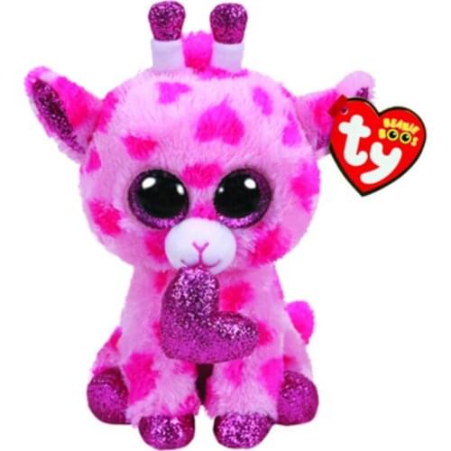 15CM Ty Beanie Sweetums Purple Body Glitter Big Eyes Cute Kawaii Giraffe Stuffed Plush Doll Deer series Christmas Gifts