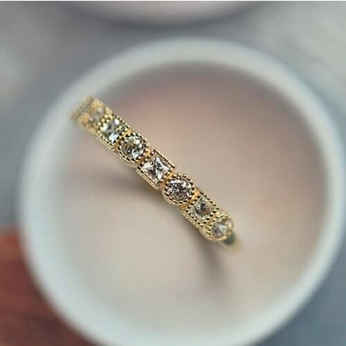 Fashion Dainty Ring Jewelry Gold Color white Zircon Crystal Rings Wedding Jewelry for Women Size 6 7 8 9 10