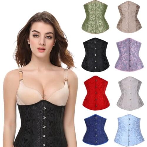 Alivila.Y Fashion Corset Womens Brocade Underbust Boned Corsets Bustier Waist Trainer For Women