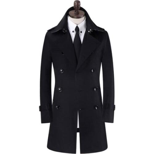 Black mens trench coats man short coat men clothes england slim fit overcoat long sleeve spring autumn new designer S - 9XL