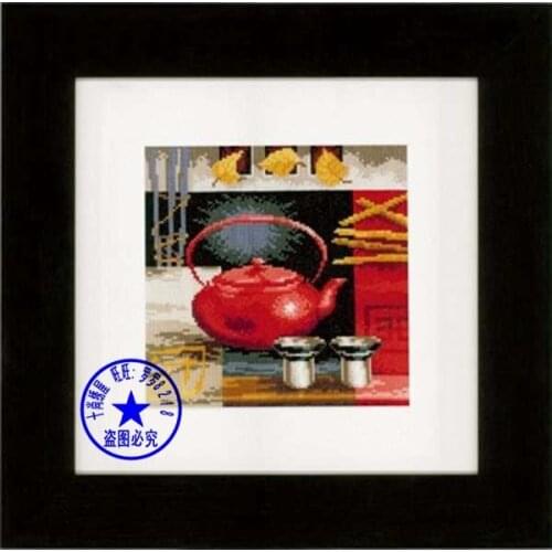 Top Quality beautiful lovely counted cross stitch kit teapot and teacup, tea cup teakettle