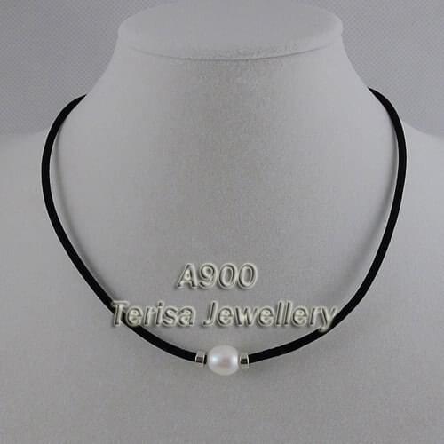 New Free Shipping A900# Grade AA White Color 10MM Pearls Leather String Necklace 1.2mm Natural Fresh Water Pearls Necklace