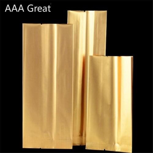 100Pcs/Lot Aluminized Foil Bag Gold Matte Sealing Bags Tea Heat Sealing Vacuum Thickened Dark Gold Open Top Food Storage Pouches