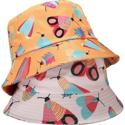 Creative Cartoon Insect Print Bucket Hat Casual Sun Protection Cap Sun Hat for Women Men