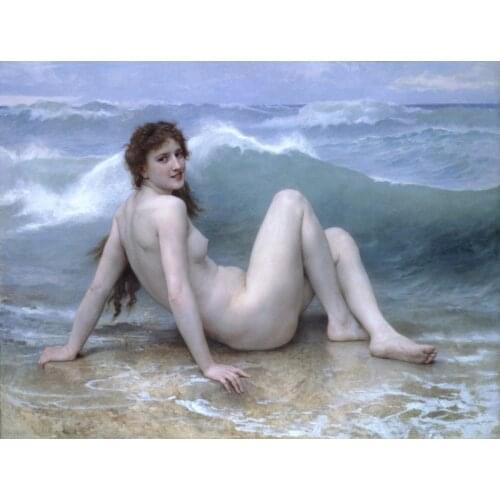 Canvas Prints Famous Classical sexy lady nude paintings , art picture of a Naked woman on the beach with smile free shipping