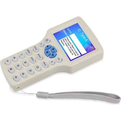 English 10 Frequency RFID Duplicator Copier Writer Card Reader Key fobs Programmer USB ID IC 125KHz 13.56MHz Encrypted Decode