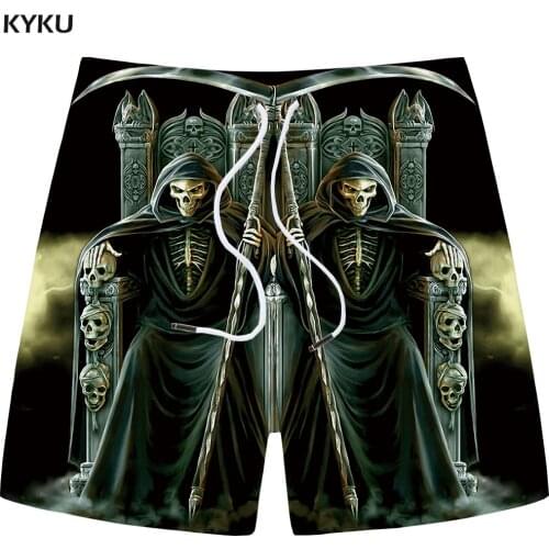 KYKU Brand Skull Shorts Men Space Casual Shorts Beach King Gothic 3d Printed Black Mens Short Pants Cargo 2018 Fashion Summer