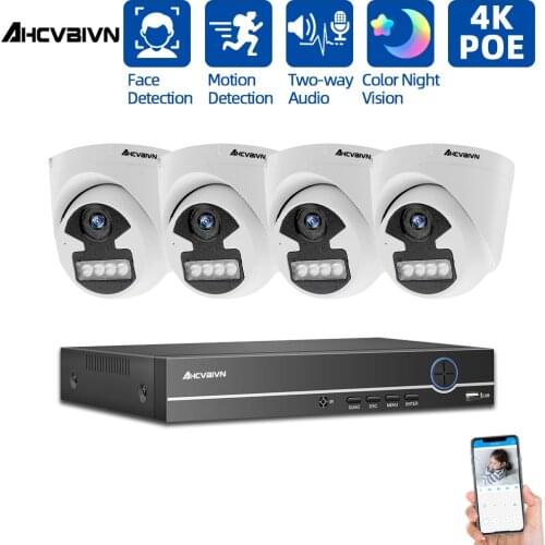 IP CCTV Camera Security System Kit POE 5MP 4CH NVR Kit Indoor Two Way Audio Home Security Video Surveillance Camera System Set