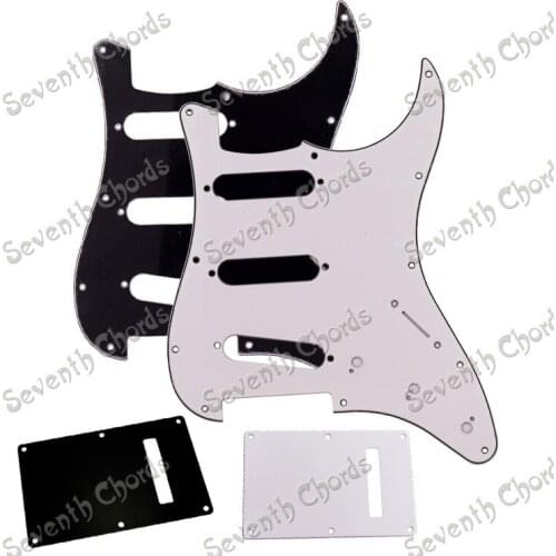 SSS 3 Ply 11 Holes Electric Guitar Pickguard & 1 Ply Guitar Backplate Back Plate for FD ST Guitar - White & Black for choose