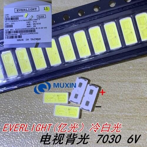 1000PCS EVERLIGHT LED 7030 LED Backlight TV High Power 1W 6V LED Backlight Cool white For LED LCD TV Backlight Application