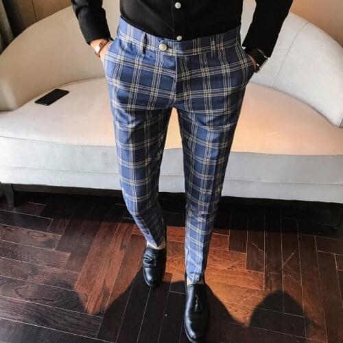 SZGAODSHANG Men's Checked Trousers