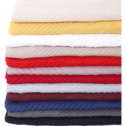 Ethnic style Thin Scarf cotton pleated head scarf high quality Muslim womens Hijabs Wrinkled Headband Plain Long Shawl 180x80cm