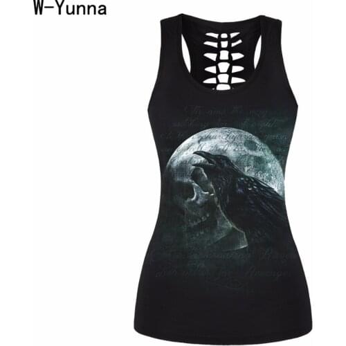 2019 Harajuku Halter Bralette Top Stretchy Slim Veste Femme Bird Cat Lion Print Summer Sleeveless Shirts Women Black Tank Tops